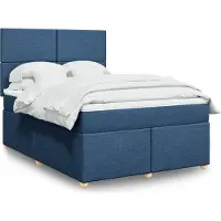 Prolenta Maison Exclusive: Base de cama con somier y colchón, color azul, 140x200 cm, tapizado en tela