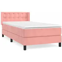 Syfax Cama box spring con colchón terciopelo rosa 90x190 cm