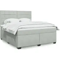 Prolenta Maison Exclusive - Base de cama con somier y colchón, color gris claro, 180x200 cm, tapizada en terciopelo