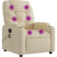 Syfax Sillón reclinable de masaje tapizado en tela color crema