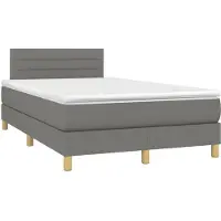 Prolenta Maison Exclusive: Base de cama con somier, colchón y luces LED, color gris oscuro, 120x190 cm, material: textil