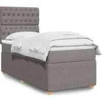 Prolenta Maison Exclusive: Base de cama con somier y colchón color taupe, 80x200 cm, de tejido