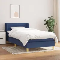 Prolenta Maison Exclusive: Base de cama con somier y colchón, color azul, 90x190 cm, material textil