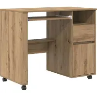 Syfax Escritorio con Ruedas Roble artisan Madera de ingeniería
