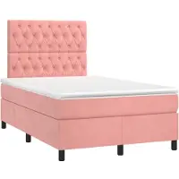 Prolenta Maison Exclusive: Cama con somier y colchón rosa, 120x190 cm, tapizada en terciopelo
