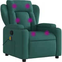 Syfax Sillón reclinable de masaje con tela verde oscuro