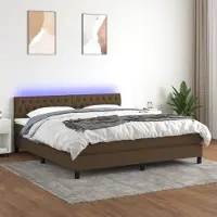 Prolenta Maison Exclusive: Base de cama con somier, colchón y luces LED, color marrón oscuro, 160x200 cm, material: textil