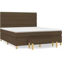 Syfax Cama box spring con colchón tela marrón oscuro 180x200 cm