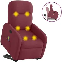 Syfax Sillón reclinable de masaje elevable tela rojo tinto