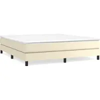 Syfax Cama box spring con colchón cuero sintético crema 160x200 cm