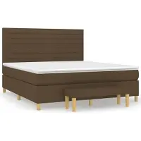 Syfax Cama box spring con colchón tela marrón oscuro 180x200 cm