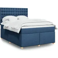 Prolenta Maison Exclusive: Base de cama con somier y colchón, color azul, 160x200 cm, material textil