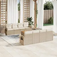 Prolenta Maison Exclusive: Juego de jardín de 9 piezas con cojines, color beige, fabricado en polirratán