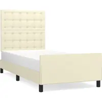 Syfax Estructura de cama sin colchón cuero sintético crema 100x200 cm