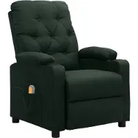 Syfax Sillón de masaje de tela verde oscuro