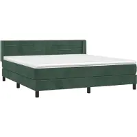 Syfax Cama box spring con colchón terciopelo verde oscuro 180x200 cm