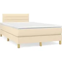 Prolenta Maison Exclusive: Base de cama con somier, colchón y luces LED, color crema, 120x190 cm, material: textil