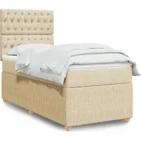 Prolenta Maison Exclusive: Base de cama con somier y colchón, color crema, 90x200 cm, material: textil