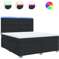 Syfax Cama box spring con colchón cuero sintético 180x200 cm