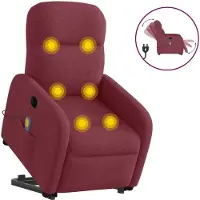 Syfax Sillón de masaje eléctrico reclinable elevable tela rojo tinto