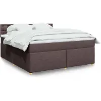 Prolenta Maison Exclusive: Base de cama con somier y colchón, color marrón oscuro, 180x200 cm, tapizada en tela