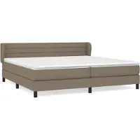 Syfax Cama box spring con colchón tela gris taupe 200x200 cm