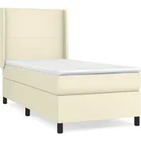 Syfax Cama box spring con colchón cuero sintético crema 100x200 cm