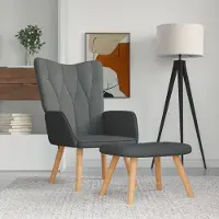 Prolenta Maison Exclusive: Sillón reclinable con reposapiés, color gris oscuro, tapizado en tela
