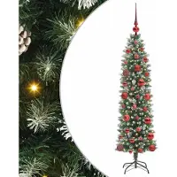 Syfax Árbol Navideño Artificial Delgado Verde y blanco 120 cm