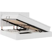 vidaXL Cama con almacenamiento y cabecero, color blanco puro, 180 x 200 cm, tapizada en cuero sintético