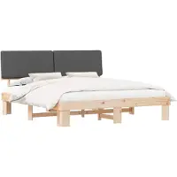 Syfax Estructura de Cama con Cabecera Tapizada Gris oscuro