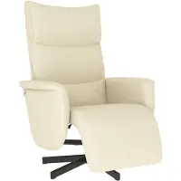 Syfax Sillón reclinable con reposapiés cuero sintético color crema