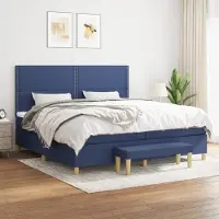Prolenta Maison Exclusive: Base de cama con somier y colchón, color azul, 200x200 cm, material textil