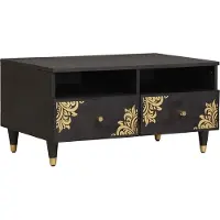 Syfax Mesa de Café Negro 80 x 54 x 40 cm Madera de mango maciza