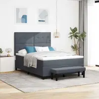 Prolenta Cama con somier y cabecero, color gris oscuro, 190 x 140 cm, tapizada en terciopelo
