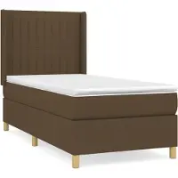 Syfax Cama box spring con colchón tela marrón oscuro 100x200 cm