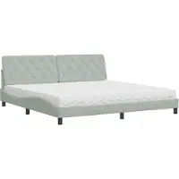 Syfax Cama con colchón terciopelo gris claro 200x200 cm