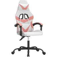 Syfax Silla gaming giratoria cuero sintético blanco y rosa