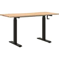 Syfax Escritorio Negro y natural 140 x 60 cm Madera de Roble Sólido