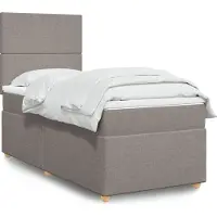 Prolenta Maison Exclusive: Base de cama con somier y colchón color taupe, 100 x 200 cm, de tejido