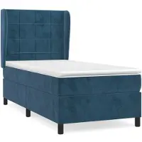 Syfax Cama box spring con colchón terciopelo azul oscuro 80x200 cm