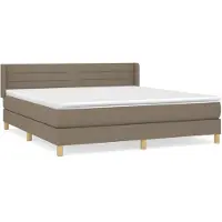 Syfax Cama box spring con colchón tela gris taupe 180x200 cm