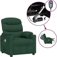 Syfax Sillón de masaje eléctrico, tapizado en tela de color verde oscuro