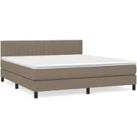 Syfax Cama box spring con colchón tela gris taupe 180x200 cm