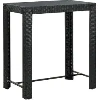 Syfax Mesa alta para jardín ratán sintético negro 100x60,5x110,5 cm