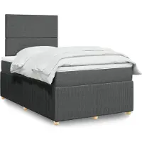 Prolenta Maison Exclusive: Base de cama con somier y colchón, color gris oscuro, 120x190 cm, tapizado en tela