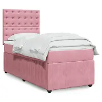 Prolenta Maison Exclusive - Base de cama con somier y colchón, color rosa, 100x200 cm, tapizada en terciopelo