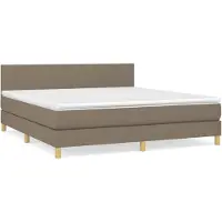 Syfax Cama box spring con colchón tela gris taupe 180x200 cm
