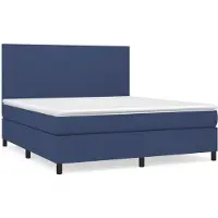 Syfax Cama box spring con colchón tela azul 160x200 cm