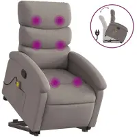 Syfax Sillón reclinable de masaje elevable tela gris taupé
